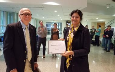 Vice Provost Potts with Student Choice Award Winner, Dr. Neha Kumar