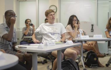 students participate in a mindfulness course