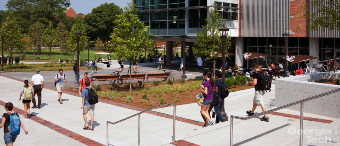 students walking on campus